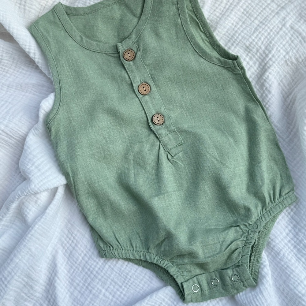 Brand New -Green Sleeveless Baby Romper